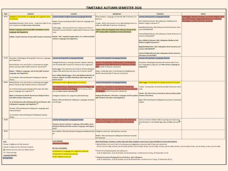 Timetable